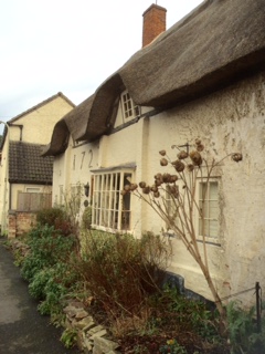 Thatched roof feature.